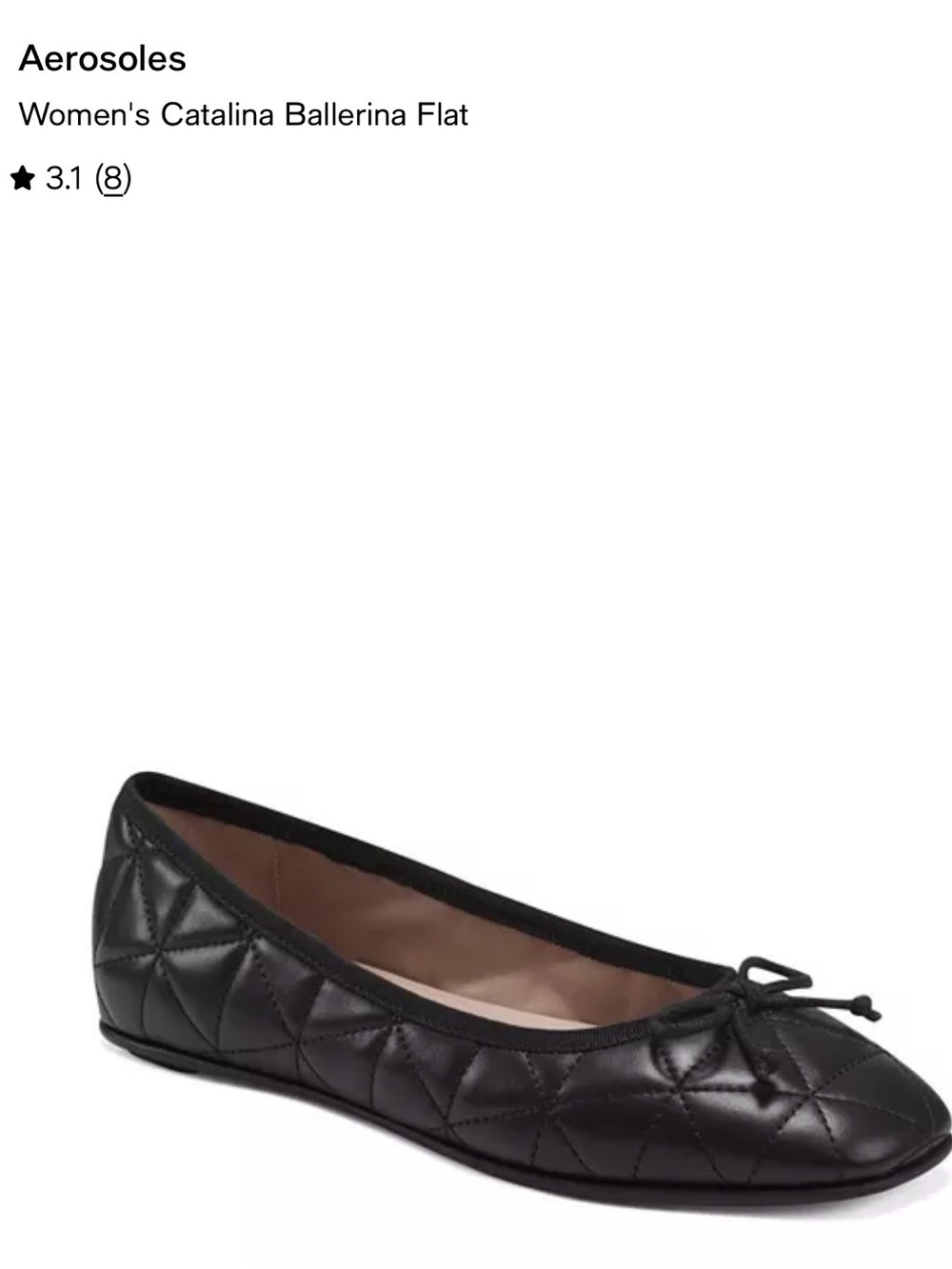 AEROSOLES Black Quilted Catalina Ballerina Flat